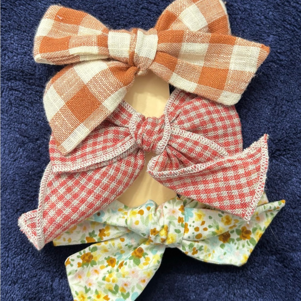 Charming Checkered and Floral Hair Bow Set
